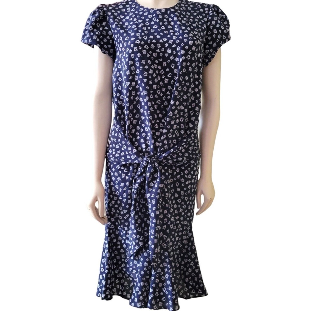 Vintage 80'S Bottom Ruffle‎ Tie Wrap Dress Taurus II Secretary